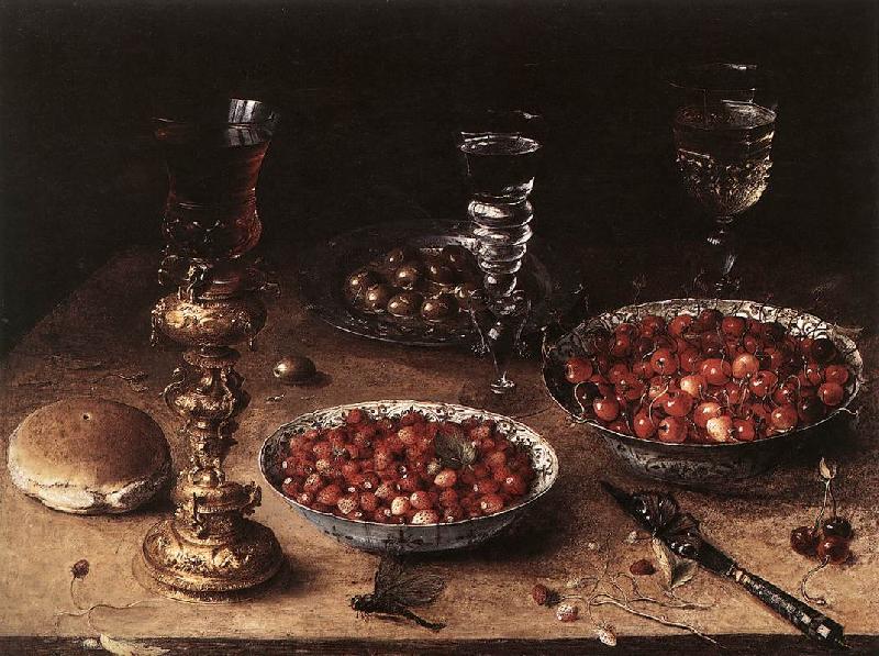 BEERT, Osias Still-Life with Cherries and Strawberries in China Bowls France oil painting art